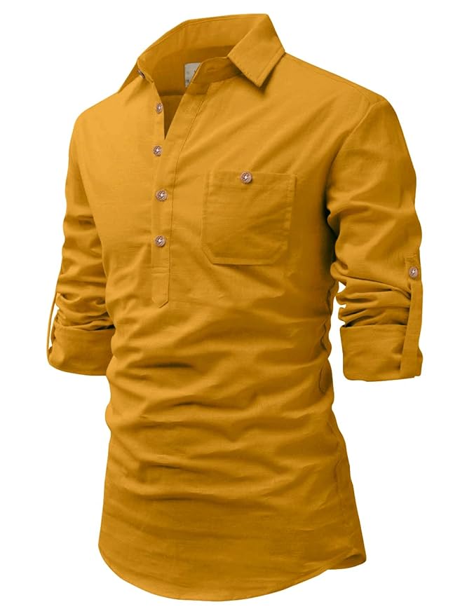 Casual Short Length Spread Collor Kurta for Men